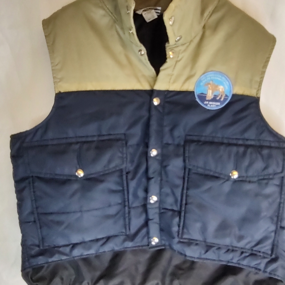 Vintage 1970s XL Wear-guard Work Vest With Jim Bridger Power Plant Patch.